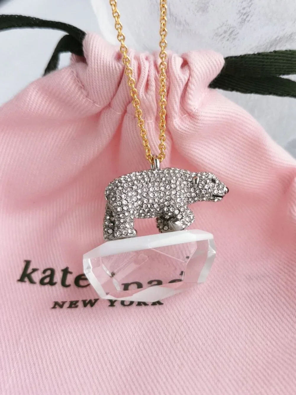 Kate Spade Cold Comforts Polar Bear Silver Long Necklace